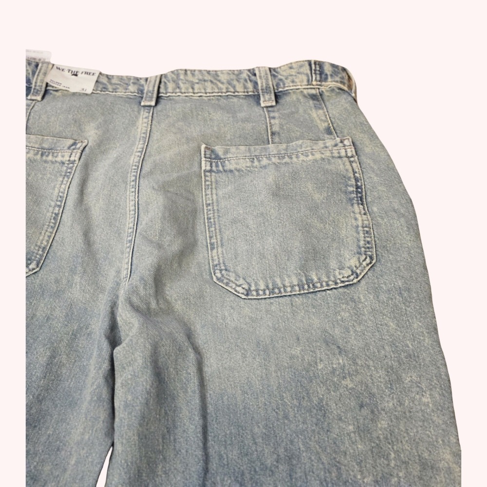 Free People Wide Leg Jeans Womens 31 Light Wash‎ Boho Relaxed Denim NWT - Picture 5 of 7